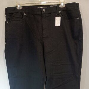 NWT Lands End Womens Black Denim High Rise Slim Leg Ankle Jeans Pants 24W   3X